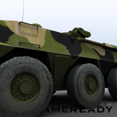 3D Model of Game-ready model of Chinese ZSL92 Wheeled Armoured Vehicle with 2 color schemes. Each scheme include: 3 RGB textures (hull,turret,wheels) and 1 RGBA texture (windows) - 3D Render 6